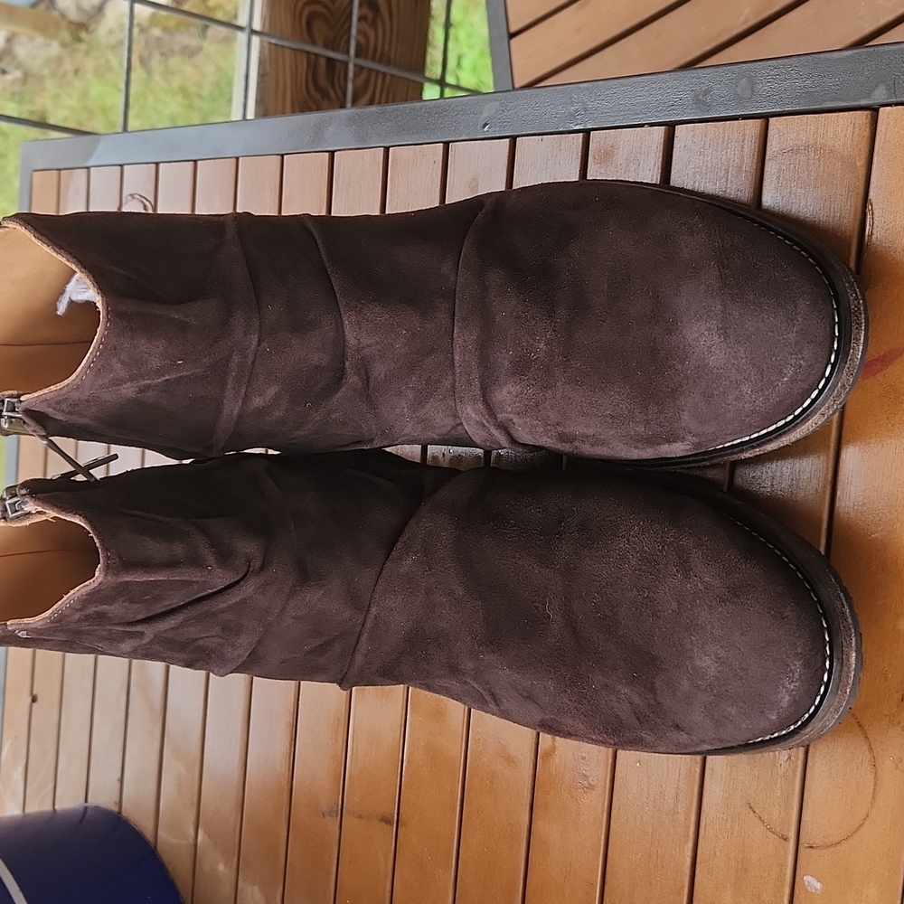 John Varvatos men's size 10.5 suede zip Morrison sharpei EUC espresso color